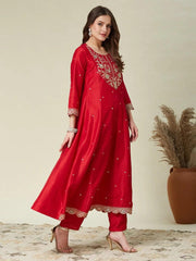 Premium Vichhitra Silk Embroidered Suit Set with Embroidered Georgette Dupatta | Designer Ethnic Wear for Women