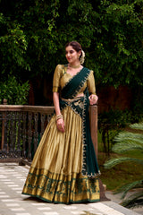 Traditional Poly Cotton Lehenga with Zari Weaving & Embroidered Georgette Dupatta | Festive & Wedding Wear Lehenga for Women