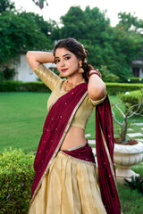 Kanchipuram Silk Lehenga Choli Set with Zari Weaving & Embroidered Vichitra Silk Dupatta | Designer Wedding & Festive Lehenga for Women