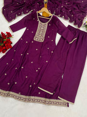 Premium Vichitra Silk Embroidered Suit Set with Embroidered Vichitra Silk Dupatta | Designer Ethnic Wear for Women
