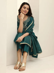 Premium Roman Silk Embroidered Suit Set with Chanderi Silk Dupatta | Designer Ethnic Wear for Women