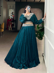 Premium Vichitra Silk Embroidered Lehenga Co-Ord Set | Designer Thread Work Festive Lehenga for Women (2 Colors)