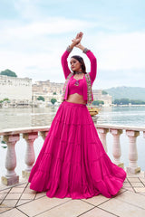 Premium Rayon Navratri Lehenga Choli Set with Traditional Gamthi Work Jacket