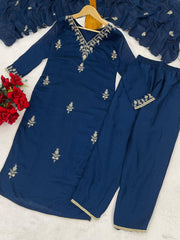 Premium Vichhitra Silk Embroidered Suit Set with Embroidered Vichhitra Silk Dupatta | Designer Ethnic Wear for Women