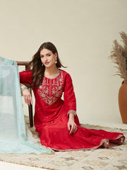 Premium Vichhitra Silk Embroidered Suit Set with Embroidered Georgette Dupatta | Designer Ethnic Wear for Women