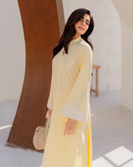 Rooprangi Women's Premium Chanderi Silk Embroidered Kurta Pant Set with Organza Floral Embroidered Dupatta | Butter Yellow & Powder Blue