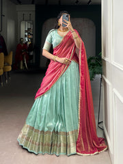 Premium Dupion Silk Zari Woven Lehenga Choli with Zari Shimmer Dupatta | Designer Traditional Wedding & Festive Lehenga for Women