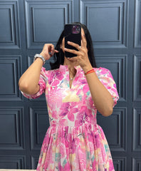 Premium Muslin Cotton 3-Layer Printed Dress