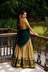 Traditional Poly Cotton Lehenga with Zari Weaving & Embroidered Georgette Dupatta | Festive & Wedding Wear Lehenga for Women