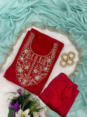 Premium Vichhitra Silk Embroidered Suit Set with Embroidered Georgette Dupatta | Designer Ethnic Wear for Women