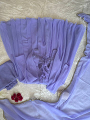 Georgette Anarkali Suit Set with Mirror Lace Dupatta – Wine, Mint Green & Lavender