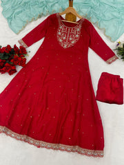 Premium Vichhitra Silk Embroidered Suit Set with Embroidered Georgette Dupatta | Designer Ethnic Wear for Women
