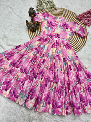 Premium Muslin Cotton 3-Layer Printed Dress
