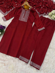 Vichhitra Silk Embroidered Suit Set with Embroidered Dupatta | Designer Ethnic Wear for Women