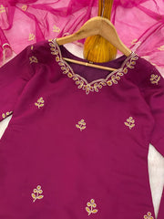 Premium Roman Silk Embroidered Suit Set with Organza Dupatta | Designer Ethnic Wear for Women
