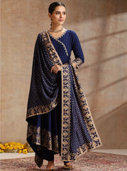 Rooprangi Women's Heavy Rayon Embroidered Anarkali Kurta Pant Set with Foil Print Dupatta