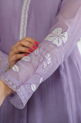 Rooprangi Women's Premium Chanderi Silk Embroidered Kurta Pant Set with Embroidered Chanderi Dupatta | Lavender & Pistachio Green
