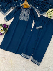 Vichhitra Silk Embroidered Suit Set with Embroidered Dupatta | Designer Ethnic Wear for Women