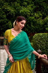 Traditional Poly Cotton Lehenga with Zari Weaving & Embroidered Georgette Dupatta | Festive & Wedding Wear Lehenga for Women