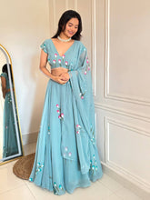 RoopRangi Women's Premium Handpainted Georgette Lehenga Choli Set with Dupatta