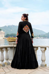 Premium Rayon Navratri Lehenga Choli Set with Traditional Gamthi Work Jacket