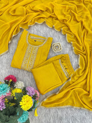 Premium Vichitra Silk Embroidered Suit Set with Embroidered Vichitra Silk Dupatta | Designer Ethnic Wear for Women