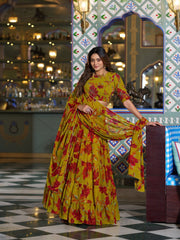 RoopRangi Women's Premium Floral Printed Marble Lehenga Choli Set with Dupatta