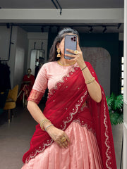 Premium Cotton Silk Lehenga Choli Set with Zari Weaving & Embroidered Georgette Dupatta | Designer Wedding & Festive Lehenga for Women