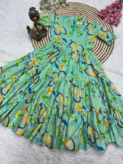 Premium Muslin Cotton 3-Layer Printed Dress