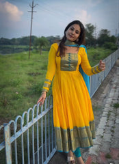 Chanderi Cotton Anarkali Suit Set