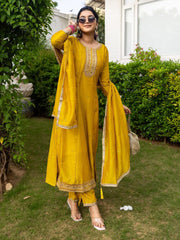 Premium Vichitra Silk Embroidered Suit Set with Embroidered Vichitra Silk Dupatta | Designer Ethnic Wear for Women