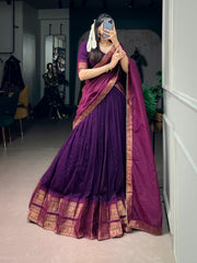 RoopRangi Women's Premium Poly Cotton Zari Woven Lehenga Set with Dupatta