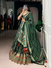 Designer Tasar Silk Lehenga Choli Set with Iconic Sparkle Work & Tassel Dupatta | Premium Wedding & Festive Lehenga for Women