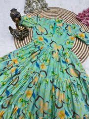 Premium Muslin Cotton 3-Layer Printed Dress