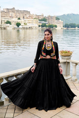 Premium Rayon Navratri Lehenga Choli Set with Traditional Gamthi Work Jacket