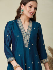 Premium Vichitra Silk Embroidered Anarkali Suit Set with Designer Dupatta | Festive Ethnic Wear for Women