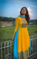 Chanderi Cotton Anarkali Suit Set