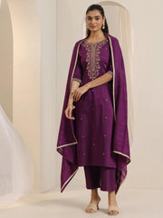 Premium Roman Silk Embroidered Suit Set with Chanderi Silk Dupatta | Designer Ethnic Wear for Women