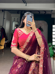 RoopRangi Women's Premium Jacquard Silk Festive Lehenga Choli Set