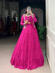 Pure Rayon Navratri Lehenga Choli with Gamthi Mirror Work Jacket (4 Colors)