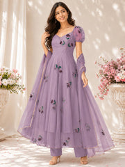 Rooprangi Women's Handpainted Georgette Anarkali Suit Set with Dupatta
