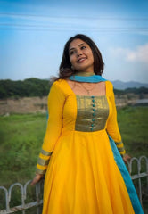 Chanderi Cotton Anarkali Suit Set