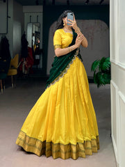 Premium Cotton Silk Lehenga Choli Set with Zari Weaving & Embroidered Georgette Dupatta | Designer Wedding & Festive Lehenga for Women