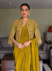 Chinon Silk Ready-to-Wear Lehenga Saree Set with Embroidered Jacket | Designer Festive Ethnic Wear for Women