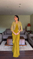 Chinon Silk Ready-to-Wear Lehenga Saree Set with Embroidered Jacket | Designer Festive Ethnic Wear for Women