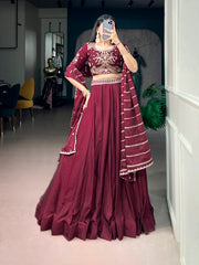 Rooprangi Women's Rangoli Crush Embroidered Lehenga Set with Dupatta | 4 Colors