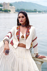 Premium Rayon Navratri Lehenga Choli Set with Traditional Gamthi Work Jacket
