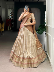 Premium Dupion Silk Zari Woven Lehenga Choli with Zari Shimmer Dupatta | Designer Traditional Wedding & Festive Lehenga for Women