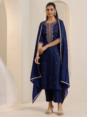 Premium Roman Silk Embroidered Suit Set with Chanderi Silk Dupatta | Designer Ethnic Wear for Women