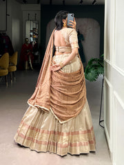 Premium Dupion Silk Zari Woven Lehenga Choli with Zari Shimmer Dupatta | Designer Traditional Wedding & Festive Lehenga for Women